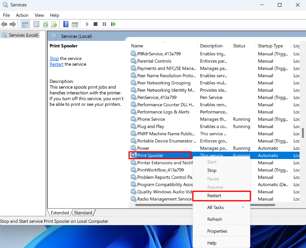 Why am I receiving an error while printing on Windows?